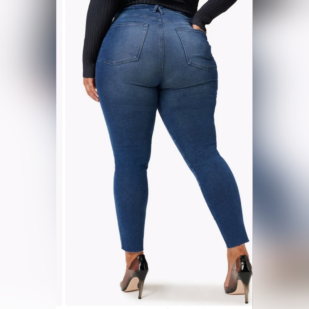 new Good American Waist Raw Hem Skinny Jeans color bue 867 size 2 - Picture 2 of 3